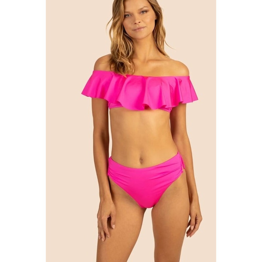 Trina Turk Hot Pink Flounce Off The Shoulder Bikini Set 6‎